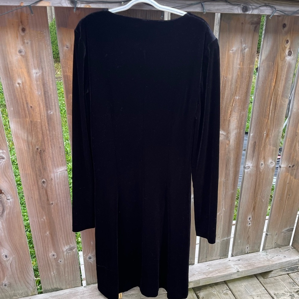 French Connection Women's Zella Aurore Velvet Long Sleeves Mini Dress Black Sz 4 - Picture 4 of 5
